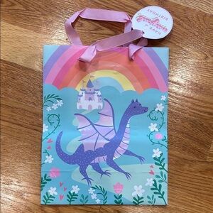 12 pk Colorful Magical Dragon Birthday gift Bags with Pink ribbon Handles new